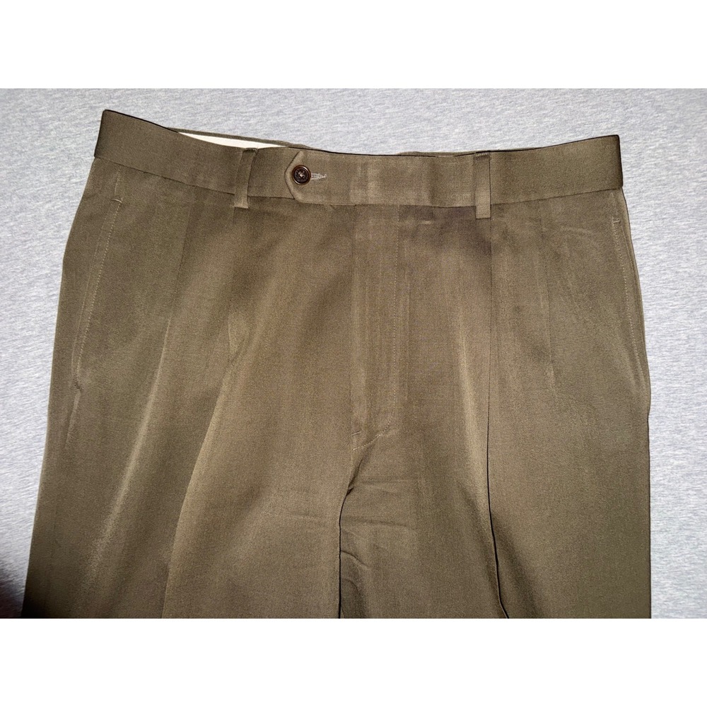 Brooks Brothers Mens Brown Wool Pleated Cuffed Vintage Dress Pants Size 33x30